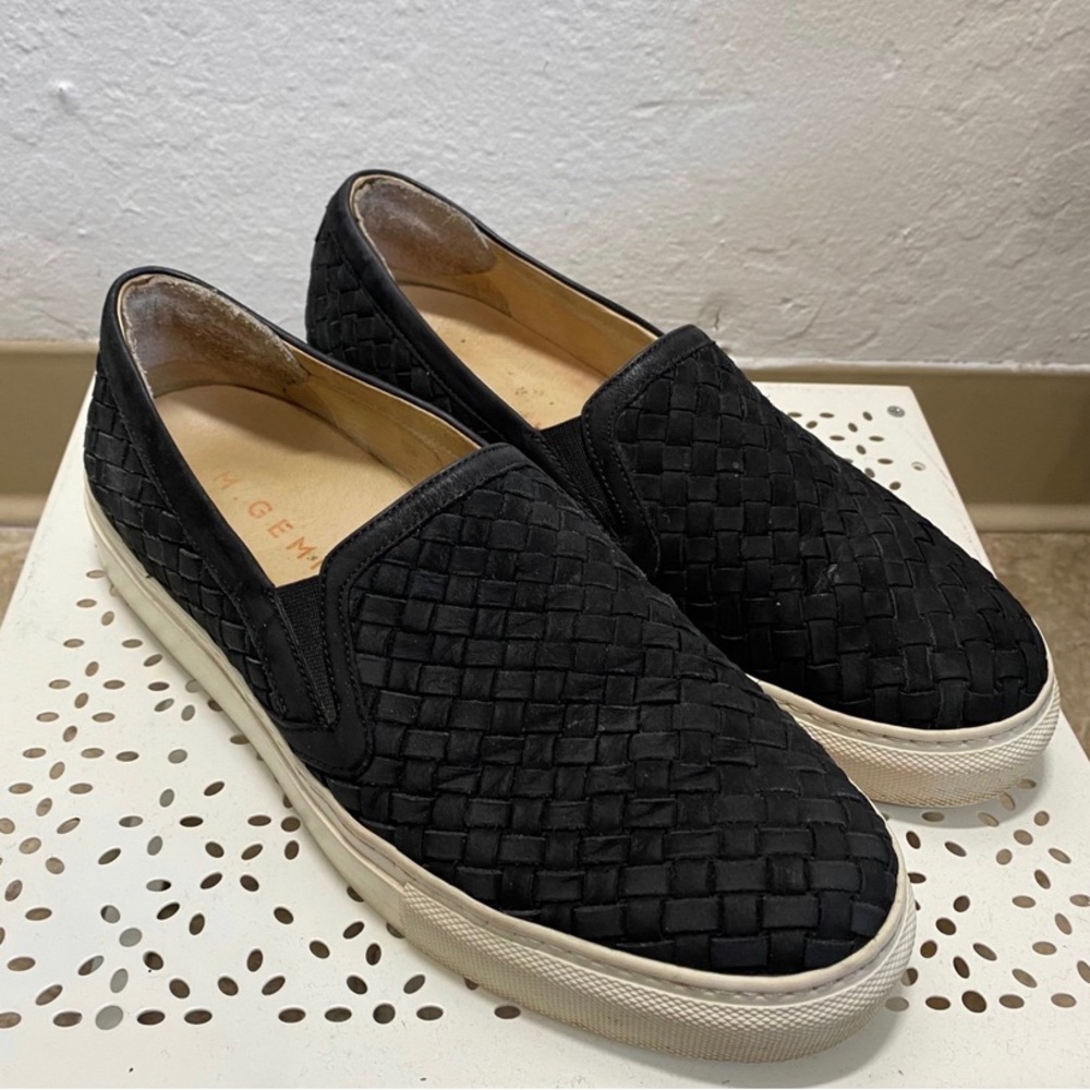M. Gemi Black Woven Slip-On Loafers